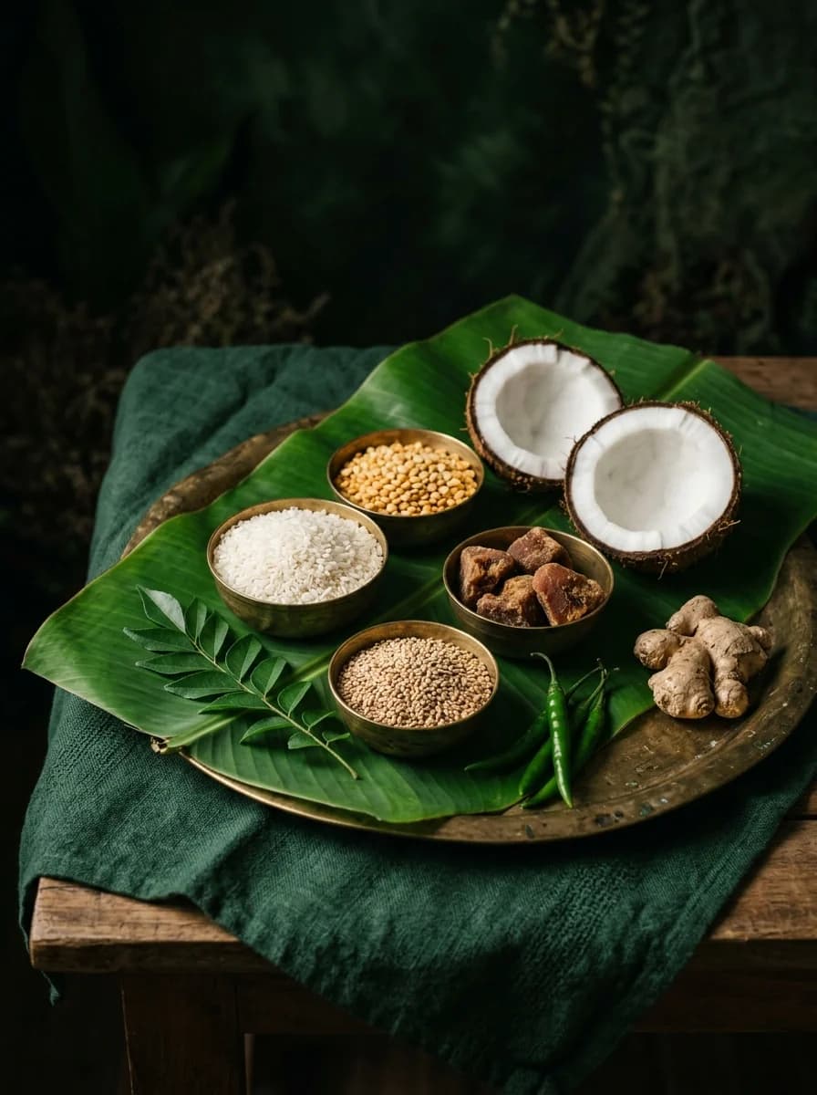 Traditional South Indian staples and coconut